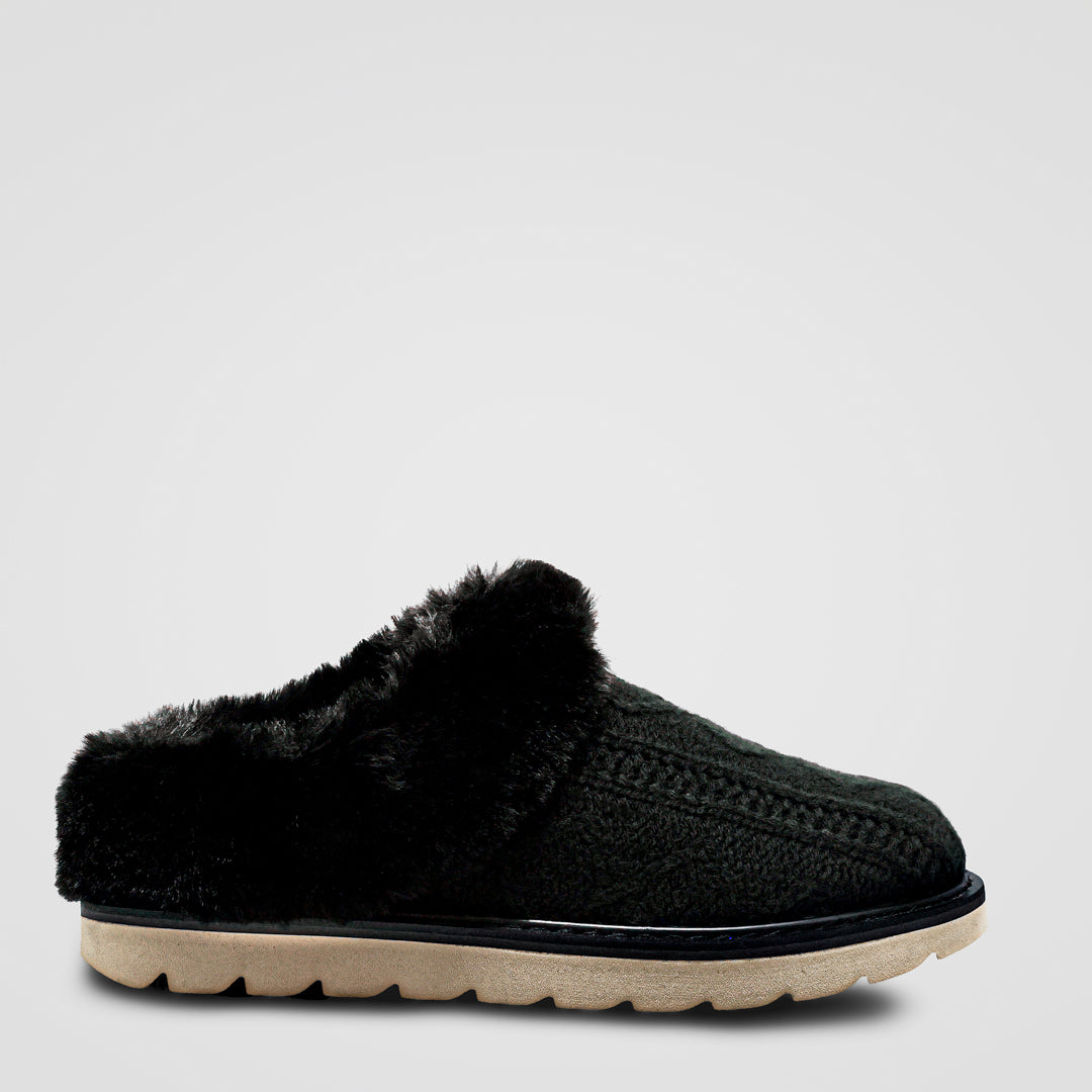 Amber Black Knit women's slipper