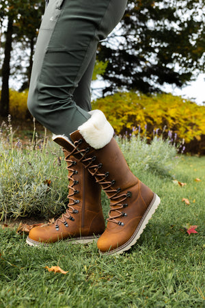 ladies dress boots canada Royal Canadian Women's Dalhousie Tall Winter Boots, Waterproof Leather - Sunset Wheat