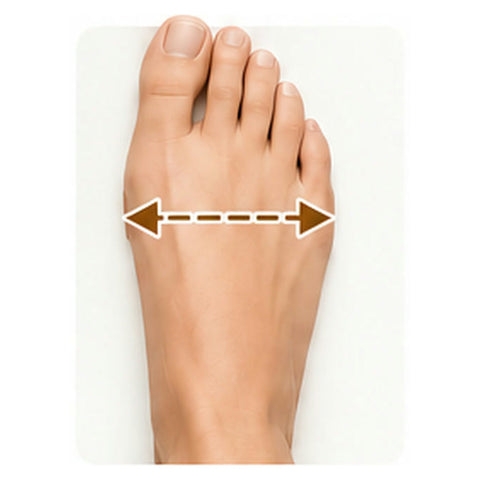 Measuring foot width across the widest part of the forefoot