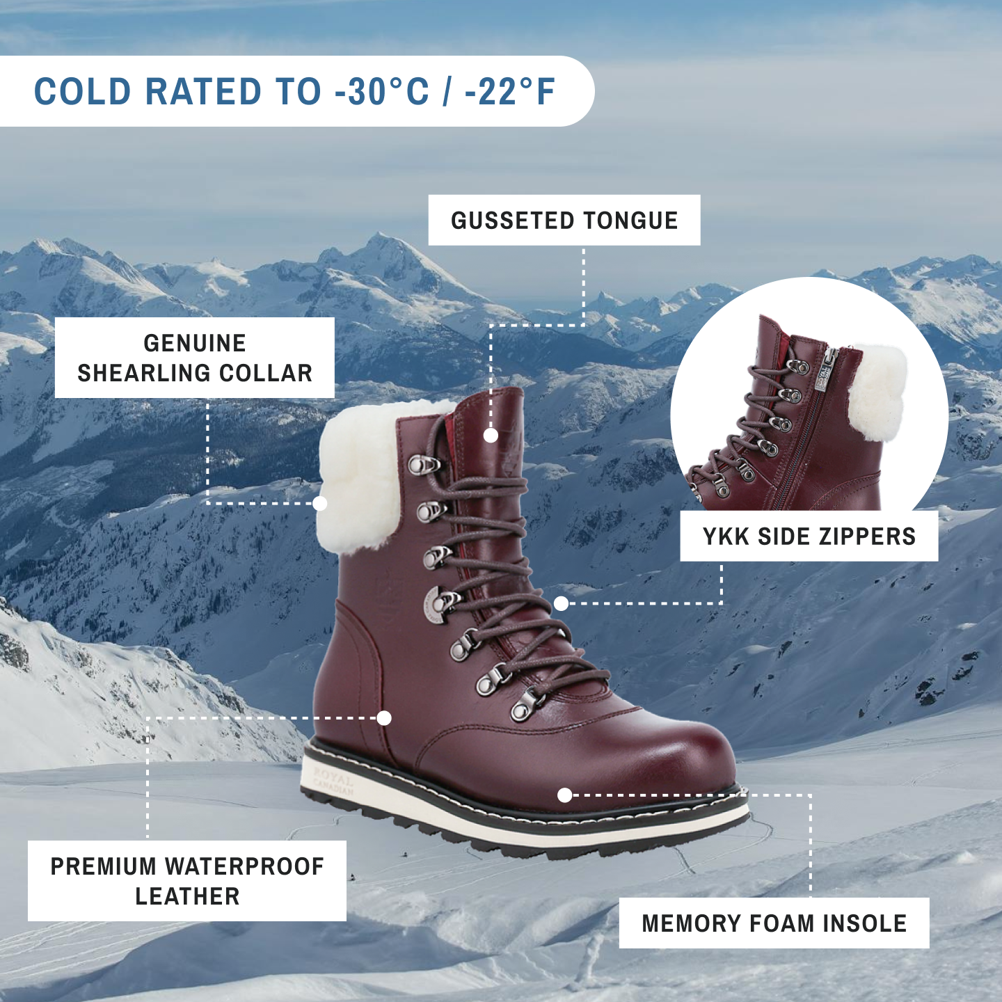 CAMBRIDGE Women s Winter Boot Burgundy Royal Canadian Collective